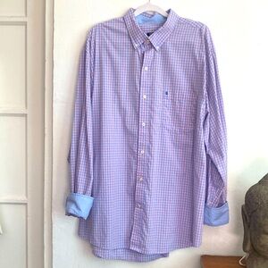 Oversize baby blue and pink popelin shirt
